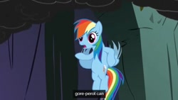 Size: 638x359 | Tagged: safe, screencap, rainbow dash, pegasus, pony, dragonshy, flying, solo, youtube caption