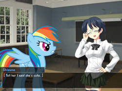 Size: 799x598 | Tagged: safe, rainbow dash, pegasus, pony, crossover, dialogue, female, katawa shoujo, mare