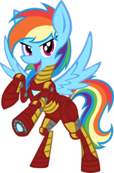 Size: 1024x1552 | Tagged: safe, artist:agentkirin, derpibooru import, rainbow dash, pegasus, pony, crossover, iron man, iron mare, solo