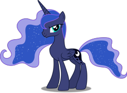 Size: 6831x5000 | Tagged: safe, artist:dashiesparkle, edit, editor:slayerbvc, princess luna, alicorn, pony, absurd resolution, accessory-less edit, barehoof, female, looking at you, mare, missing accessory, simple background, solo, transparent background, vector, vector edit