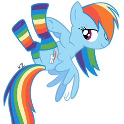 Size: 900x900 | Tagged: safe, artist:katze2012, derpibooru import, rainbow dash, pegasus, pony, clothes, cute, dashabetes, hair over one eye, one eye closed, rainbow socks, simple background, socks, solo, striped socks, transparent background, underhoof, vector