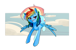 Size: 1849x1227 | Tagged: safe, artist:tomat-in-cup, derpibooru import, rainbow dash, pegasus, pony, cloud, female, looking at you, mare, open mouth, simple background, smiling, solo, transparent background