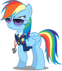 Size: 4366x5000 | Tagged: safe, artist:dashiesparkle, derpibooru import, rainbow dash, pegasus, pony, absurd resolution, raised hoof, simple background, solo, sunglasses, transparent background, vector, whistle, whistle necklace, wonderbolts dress uniform