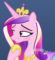 Size: 424x465 | Tagged: safe, screencap, princess cadance, alicorn, pony, best gift ever, blushing, cropped, discovery family logo, female, hoof shoes, mare, solo