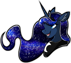 Size: 3265x2875 | Tagged: safe, artist:draikinator, princess luna, alicorn, pony, bust, ear fluff, ethereal mane, female, jewelry, mare, open mouth, regalia, simple background, solo, starry mane, transparent background