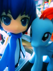 Size: 472x626 | Tagged: safe, artist:sailormewichigo, rainbow dash, brushable, crossover, irl, kaito, photo, toy, vocaloid