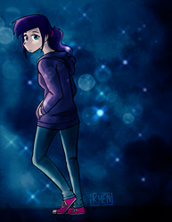 Size: 727x941 | Tagged: safe, artist:kprovido, princess luna, human, clothes, converse, hoodie, humanized, shoes