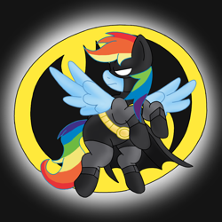 Size: 900x900 | Tagged: safe, artist:blackbewhite2k7, rainbow dash, pegasus, pony, batdash, batman, batmare, crossover, logo, parody, solo