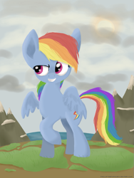 Size: 661x881 | Tagged: safe, artist:phillipthepuma, rainbow dash, pegasus, pony, detailed background, female, mare, solo