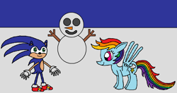 Size: 1203x634 | Tagged: safe, artist:killerbug2357, derpibooru import, rainbow dash, pegasus, pony, 1000 hours in ms paint, crossover, ms paint, snowman, sonic the hedgehog, sonic the hedgehog (series)