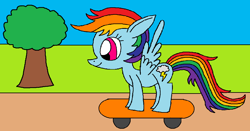 Size: 1202x631 | Tagged: safe, artist:killerbug2357, derpibooru import, rainbow dash, pegasus, pony, 1000 hours in ms paint, ms paint, skateboard, solo