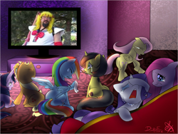 Size: 2002x1502 | Tagged: safe, derpibooru import, applejack, fluttershy, pinkie pie, rainbow dash, rarity, twilight sparkle, oc, oc:pauly sentry, human, cannot unsee, cosplay, exploitable meme, irl, irl human, mane six, meme, photo, pinkamena diane pie, sad movie meme, sailor bubba, sailor moon, wat