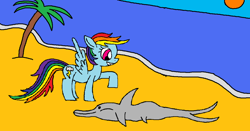 Size: 1024x536 | Tagged: safe, artist:killerbug2357, derpibooru import, rainbow dash, dolphin, pegasus, pony, 1000 hours in ms paint, ms paint