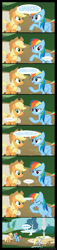 Size: 1024x4505 | Tagged: safe, artist:iamcommando13, derpibooru import, applejack, derpy hooves, rainbow dash, duck, earth pony, pegasus, pony, behaving like a duck, comic, derpy doing derpy things, duckling, female, mare, quack, scrunchy face