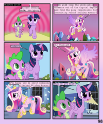 Size: 900x1080 | Tagged: safe, artist:lister-of-smeg, princess cadance, spike, twilight sparkle, twilight sparkle (alicorn), alicorn, dragon, pony, comic:crystal heart attack, crystal empire