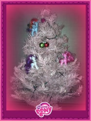 Size: 717x960 | Tagged: safe, derpibooru import, pinkie pie, rainbow dash, rarity, brushable, christmas, irl, official, photo, toy, tree