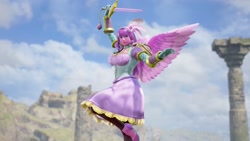 Size: 1200x675 | Tagged: safe, artist:alphamonouryuuken, princess cadance, human, 3d, armor, chinese rapier, clothes, high heels, humanized, pantyhose, pony coloring, pose, shoes, skirt, solo, soul calibur, soul calibur vi, sword, video game, weapon, winged humanization, wings