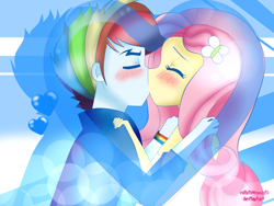 Size: 3264x2448 | Tagged: safe, artist:misticalalicorn, artist:rainicornmagic, derpibooru import, fluttershy, rainbow blitz, rainbow dash, equestria girls, equestria guys, female, flutterblitz, half r63 shipping, kissing, male, rule 63, shipping, straight