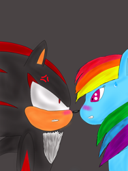 Size: 1536x2048 | Tagged: safe, artist:enragedshadow, derpibooru import, rainbow dash, pegasus, pony, crossover, shadow the hedgehog, sonic the hedgehog (series)