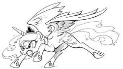 Size: 870x487 | Tagged: safe, artist:andypriceart, princess luna, alicorn, pony, black and white, crown, female, grayscale, ink drawing, jewelry, lineart, mare, monochrome, regalia, simple background, solo, traditional art, white background