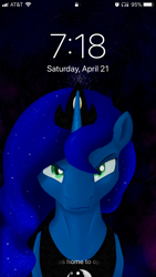 Size: 1242x2208 | Tagged: safe, artist:fletchesketch, princess luna, alicorn, pony, angry, lock screen, solo, space