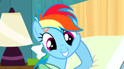 Size: 1022x574 | Tagged: safe, derpibooru import, screencap, rainbow dash, pegasus, pony, read it and weep, cute, reaction image, solo, you must be new here