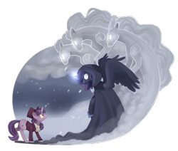 Size: 3005x2548 | Tagged: safe, artist:chepelitaxd, princess luna, snowfall frost, starlight glimmer, alicorn, pony, a hearth's warming tail, simple background, spirit of hearth's warming yet to come, transparent background