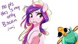 Size: 1280x720 | Tagged: safe, artist:sugarberry, princess cadance, snails, alicorn, pony, ask-cadance, bitcoin