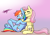 Size: 2804x1989 | Tagged: safe, artist:happygnarwal, derpibooru import, fluttershy, rainbow dash, pegasus, pony, choking, duo, hug, smiling