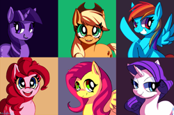 Size: 1497x996 | Tagged: safe, artist:mewball, derpibooru import, applejack, fluttershy, pinkie pie, rainbow dash, rarity, twilight sparkle, earth pony, pegasus, pony, unicorn, mane six