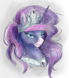 Size: 1341x1514 | Tagged: safe, artist:firimil, princess luna, alicorn, pony, alternate design, colored, simple background