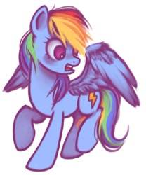 Size: 686x823 | Tagged: safe, artist:annielith, derpibooru import, rainbow dash, pegasus, pony, blue coat, female, mare, multicolored mane, simple background, solo, white background, wings