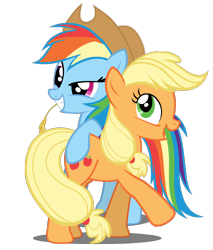 Size: 1000x1173 | Tagged: safe, artist:pokemon7maniac, derpibooru import, applejack, rainbow dash, earth pony, pegasus, pony, appledash, female, lesbian, shipping, simple background, transparent background, vector