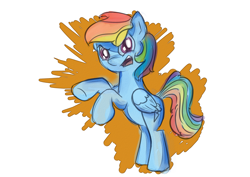 Size: 3035x2149 | Tagged: safe, anonymous artist, derpibooru import, rainbow dash, pegasus, pony, blue coat, female, mare, multicolored mane, simple background, solo, white background, wings