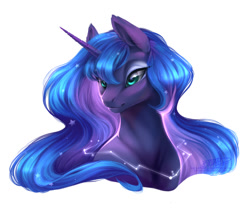 Size: 937x800 | Tagged: safe, artist:kerydarling, princess luna, alicorn, pony, ethereal mane, female, mare, simple background, smiling, solo, starry mane, white background