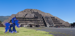 Size: 1495x731 | Tagged: safe, artist:reaver75, princess luna, alicorn, irl, mexico, photo, piramide de la luna, ponies in real life, teotihuacan