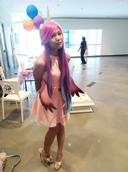 Size: 3016x4032 | Tagged: safe, photographer:horsesplease, princess cadance, human, clothes, cosplay, costume, high heels, irl, irl human, malaysia, photo, shoes, the friendship express