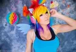 Size: 1091x750 | Tagged: safe, artist:jessica nigri, derpibooru import, rainbow dash, human, armpits, cleavage, clothes, cosplay, costume, female, irl, irl human, jessica nigri, photo