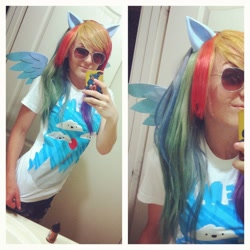 Size: 960x960 | Tagged: safe, artist:jessica nigri, derpibooru import, rainbow dash, human, clothes, cosplay, costume, irl, irl human, jessica nigri, photo