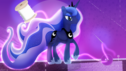 Size: 3840x2160 | Tagged: safe, artist:startledflowerpony, princess luna, alicorn, pony, dream walker luna, high res, solo, spool, thread