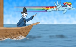 Size: 3055x1890 | Tagged: safe, artist:wazzzaap, rainbow dash, pegasus, pony, boat, ocean, ship, skeleton