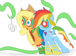 Size: 3209x2381 | Tagged: safe, artist:mr-degration, derpibooru import, applejack, rainbow dash, earth pony, pegasus, pony, hypnosis, pendulum swing, simple background, tentacles, transparent background