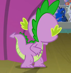 Size: 576x592 | Tagged: safe, screencap, princess luna, spike, alicorn, dragon, pony, horse play, cropped, mirrored