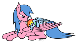 Size: 1600x900 | Tagged: safe, artist:jykinturah, firefly, rainbow dash, pegasus, pony, g1, g4, duo, female, filly, firefly as rainbow dash's mom, foal, g1 to g4, generation leap, mare, mother and child, mother and daughter, parent and child