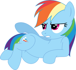 Size: 3587x3306 | Tagged: safe, artist:porygon2z, derpibooru import, rainbow dash, earth pony, pony, sleepless in ponyville, backwards cutie mark, earth pony rainbow dash, lying down, on side, race swap, simple background, solo, transparent background, vector, wingless