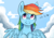 Size: 811x569 | Tagged: safe, artist:marisalle, rainbow dash, pegasus, pony, heart, hi, solo