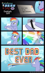 Size: 2000x3253 | Tagged: safe, artist:mlp-silver-quill, rainbow blaze, rainbow dash, pegasus, pony, arrow, cloud, cloudy, comic, crying, dashie's gift, father's day, filly, letter, sonic rainboom
