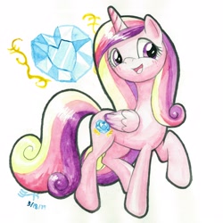 Size: 3000x3000 | Tagged: safe, artist:michiito, princess cadance, alicorn, pony, female, mare, solo, watercolor painting