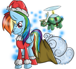 Size: 900x826 | Tagged: safe, artist:lyx-d, derpibooru import, rainbow dash, tank, pegasus, pony, tanks for the memories, hat, how the grinch stole christmas, rainbow grinch, santa hat