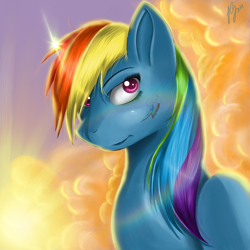 Size: 2000x2000 | Tagged: safe, artist:doomxwolf, derpibooru import, rainbow dash, pegasus, pony, alternative cutie mark placement, cloud, solo